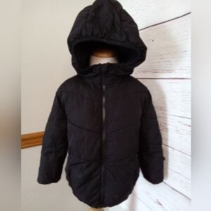 SwissTech Kids Black Hooded Puffer Jacket Coat Warm Winter Size 4T